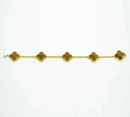 [AURORA]CLOVER 5 MOTIFS TIGER EYE BRACELET COLLECTION