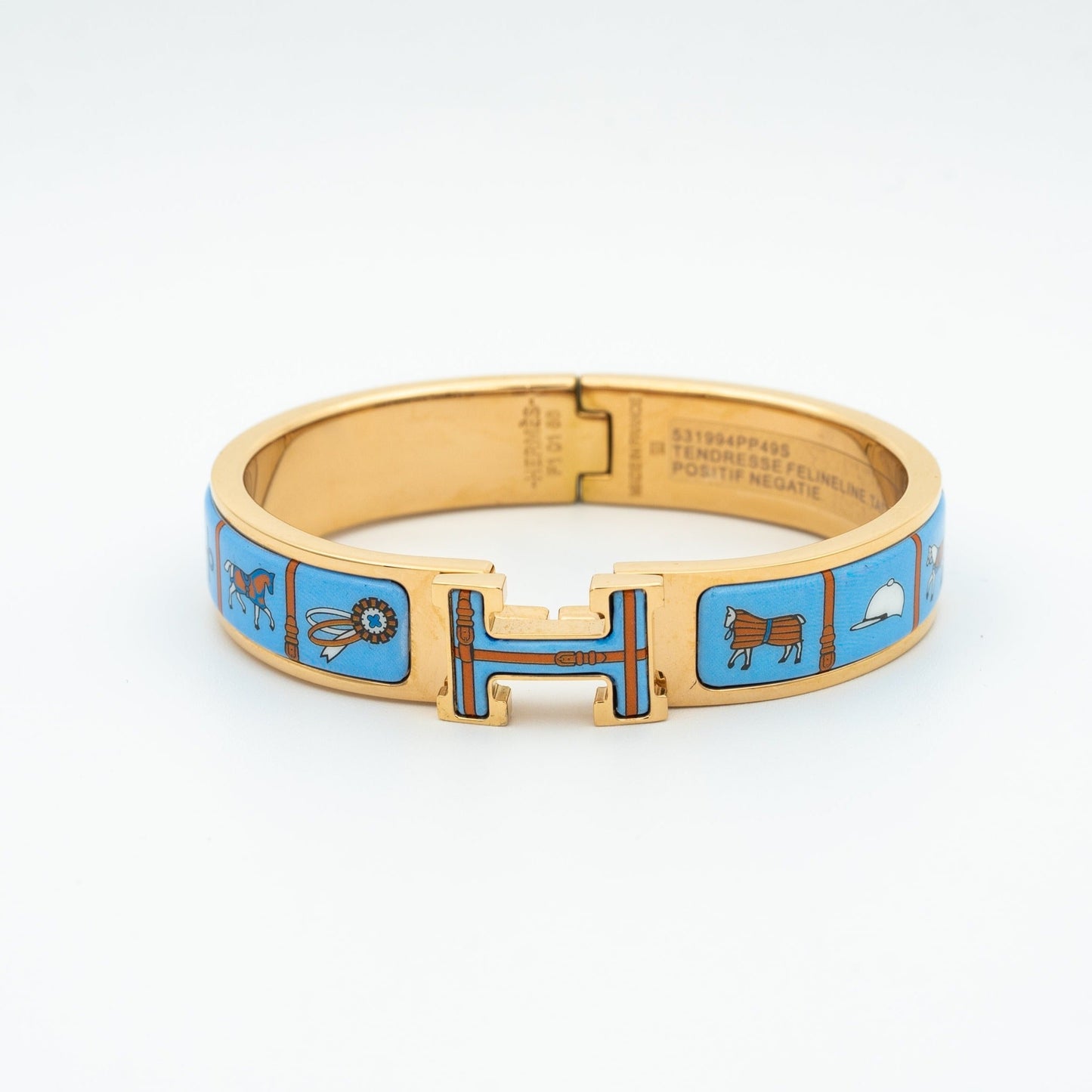 [Baslove]H PINK GOLD BRACELET BLUE CERAMIC