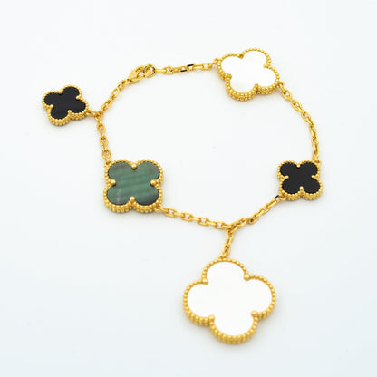 [Baslove]CLOVER BRACELET 5 MOTIFS ONYX MOP