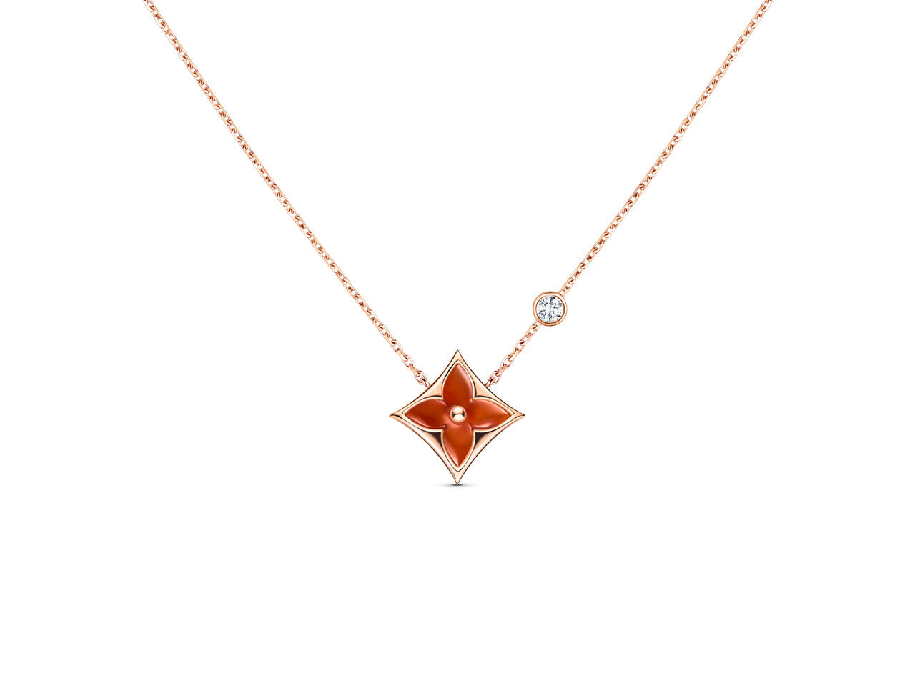 [Baslove]STAR NECKLACE PINK GOLD 1 DIAMOND