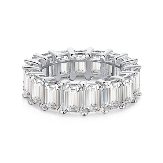 [Baslove]0.75 Carat Elegant Emerald Cut Tennis Ring