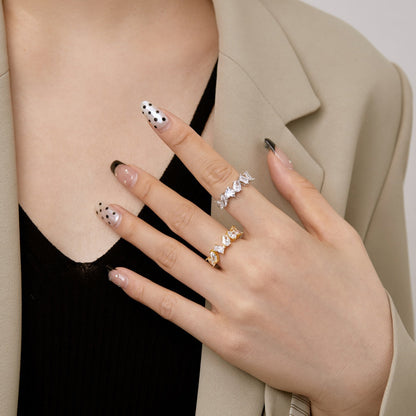 [AURORA]Delicate Multi Cut Ring