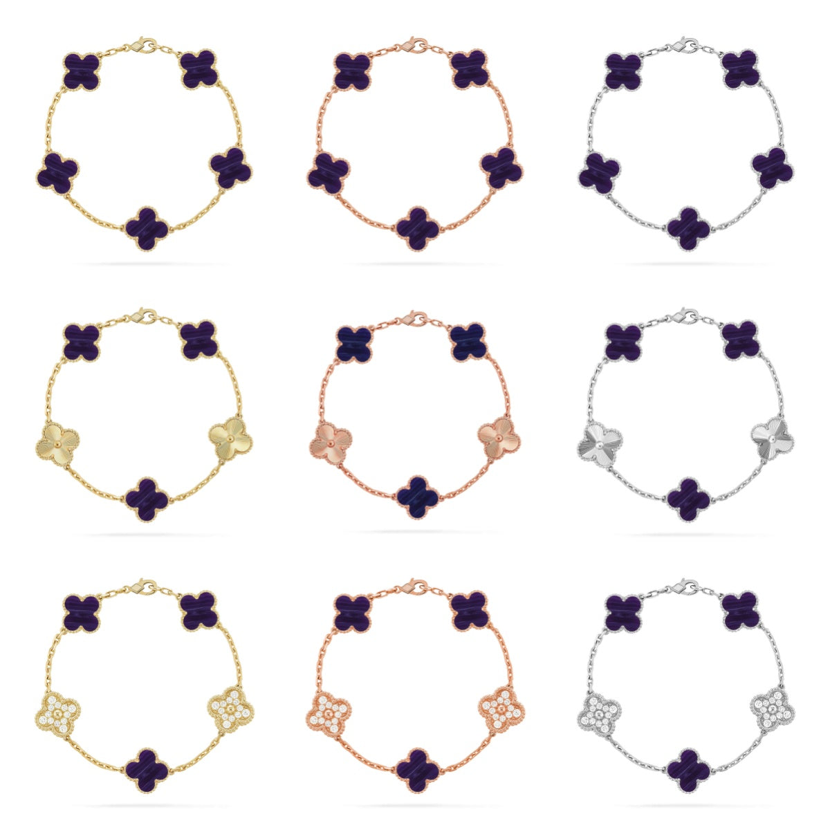 [AURORA]CLOVER 5 MOTIF PURPLE STRIPES BRACELET COLLECTION