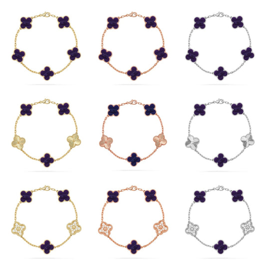 [AURORA]CLOVER 5 MOTIF PURPLE STRIPES BRACELET COLLECTION