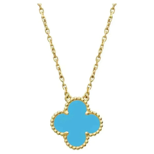 [Baslove]CLOVER 15MM VINTAGE TURQUOISE NECKLACE