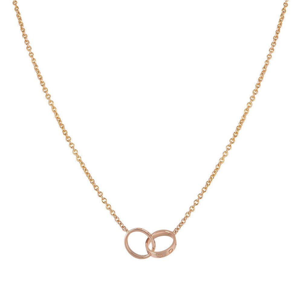 [Baslove]LOVE NECKLACE DOUBLE RING PINK GOLD