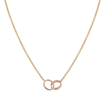 [Baslove]LOVE NECKLACE DOUBLE RING PINK GOLD