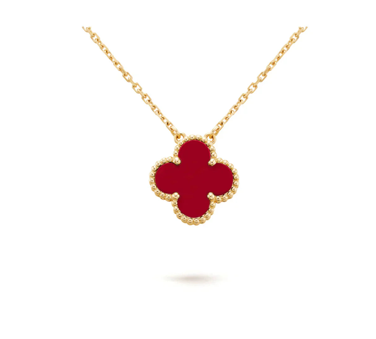 [Baslove]CLOVER 15MM CARNELIAN SINGLE FLOWER NECKLACE