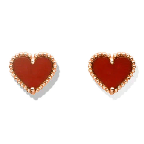 [Baslove]HEART CARNELIAN STUD EARRINGS