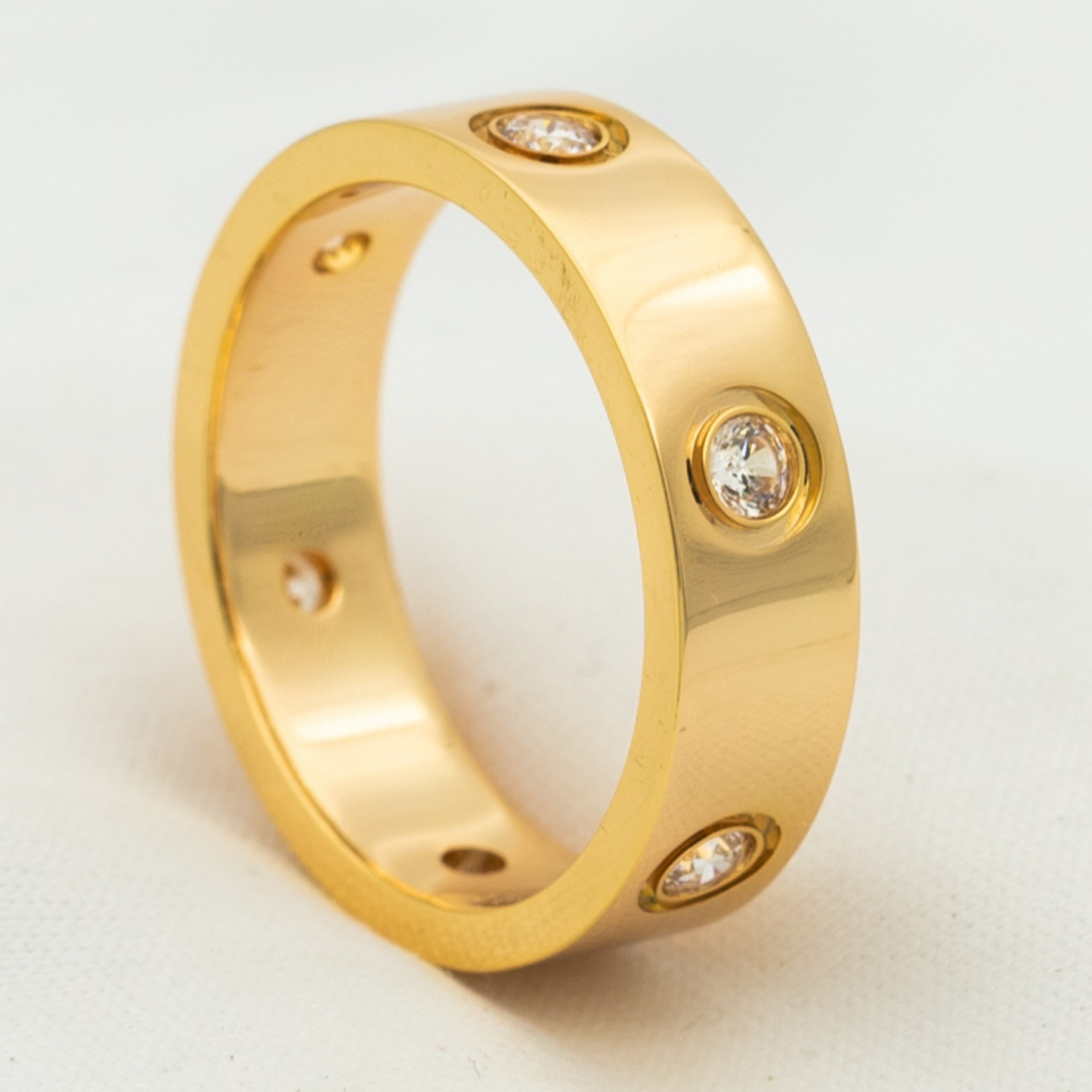 [Baslove]LOVE RING 5.5MM 6 DIAMONDS PINK GOLD