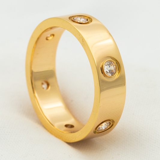 [Baslove]LOVE RING 5.5MM 6 DIAMONDS PINK GOLD