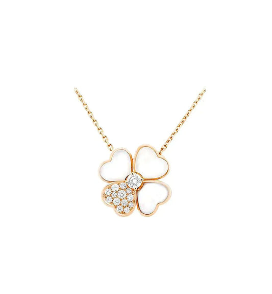 [Baslove]CLOVER MOP DIAMOND ROSE GOLD NECKLACE