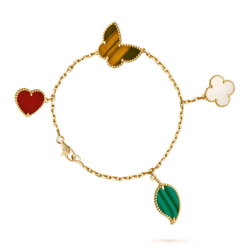 [Baslove]LUCKY SPRING 5 MOTIF GOLD BRACELET