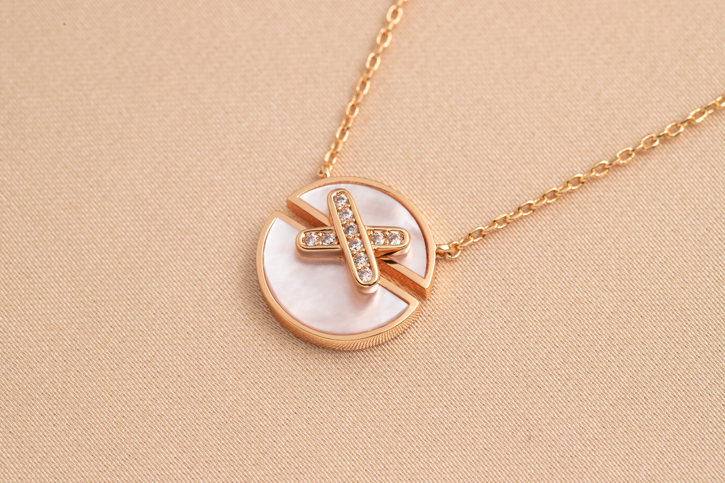 [Baslove]JEUX DE PINK GOLD DIAMOND NECKLACE