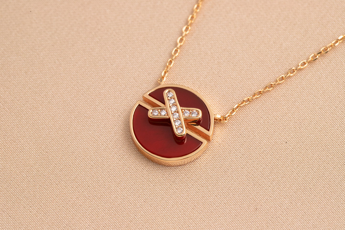 [Baslove]JEUX DE PINK GOLD DIAMOND NECKLACE