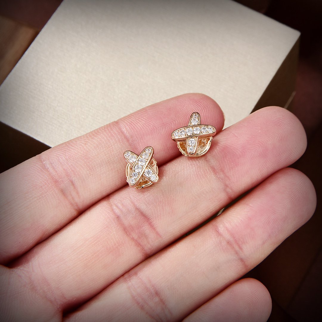 [Baslove]JEUX DE GOLD DIAMOND EARRINGS