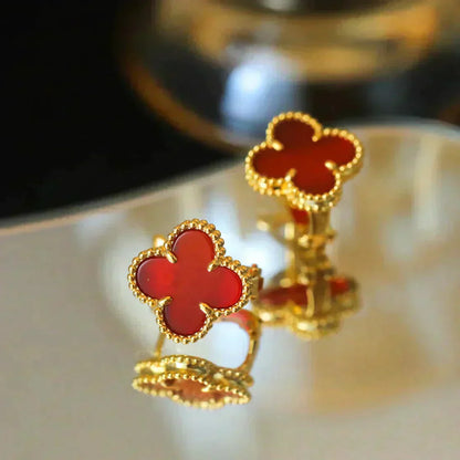 [Baslove]CLOVER MEDIUM 1 MOTIFS CARNELIAN  EARRINGS