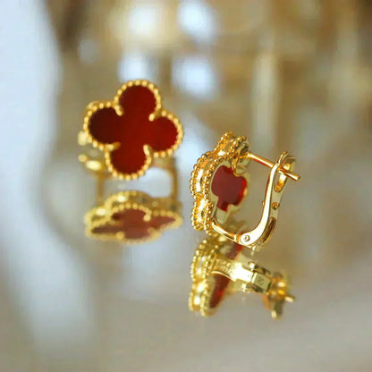 [Baslove]CLOVER MEDIUM 1 MOTIFS CARNELIAN  EARRINGS