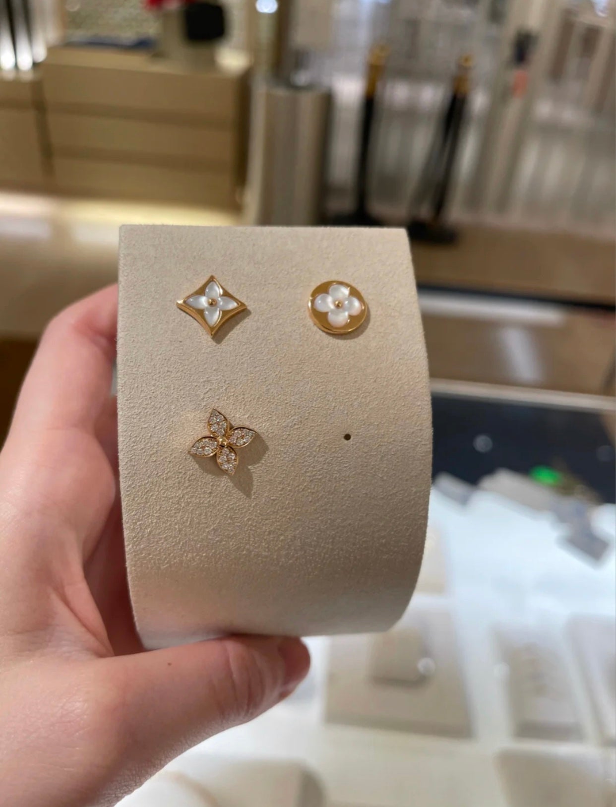 [Baslove]STAR BLOSSOM STUD EARRINGS PINK GOLD DIAMONDS