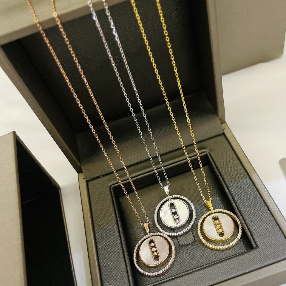 [AURORA]LUCKY MOVE MM NACRE BLANCHE DIAMOND NECKLACE