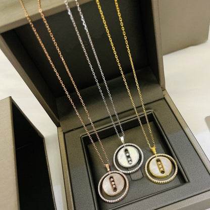 [AURORA]LUCKY MOVE MM NACRE BLANCHE DIAMOND NECKLACE