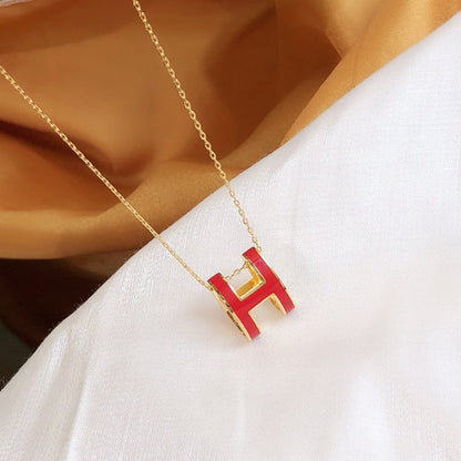 [Baslove]HM CLIC RED ENAMEL GOLD NECKLACE