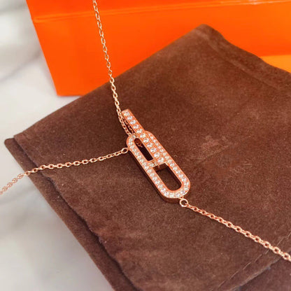 [Baslove]HM NECKLACE PLATINUM ROSE GOLD DIAMOND