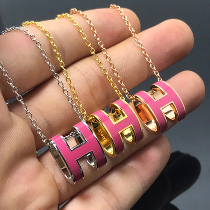 [Baslove]H NECKLACE PINK