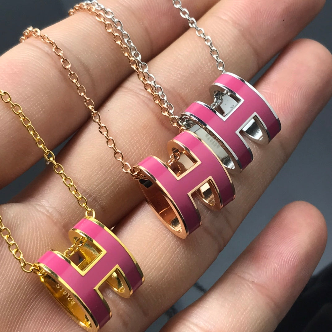 [Baslove]H NECKLACE PINK