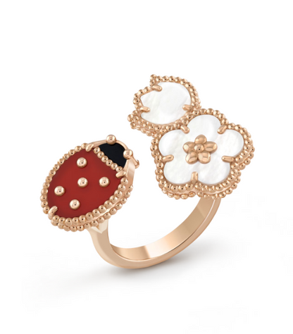 [Baslove]LUCKY 3 MOTIF ROSE GOLD RING