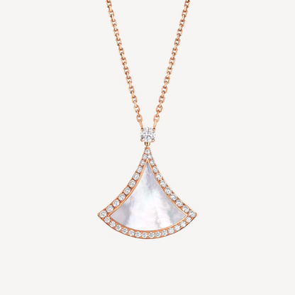 [Baslove]DREAM MOP DIAMOND PAVED PINK GOLD NECKLACE