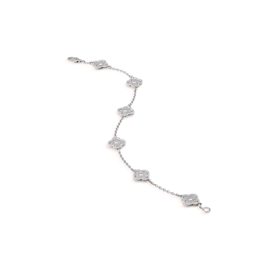 [Baslove]CLOVER 6 MOTIF SILVER DIAMOND BRACELET