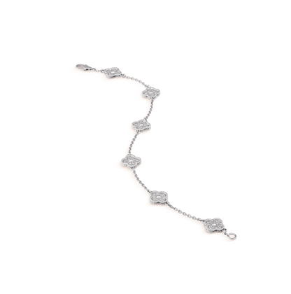 [Baslove]CLOVER 6 MOTIF SILVER DIAMOND BRACELET