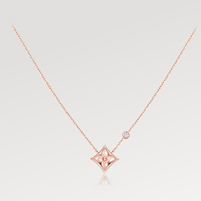 [Baslove]STAR PINK MOP 1 DIAMOND PINK GOLD NECKLACE