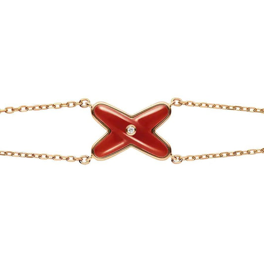 [Baslove]JEUX BRACELET CARNELIAN PINK GOLD 1 DIAMOND