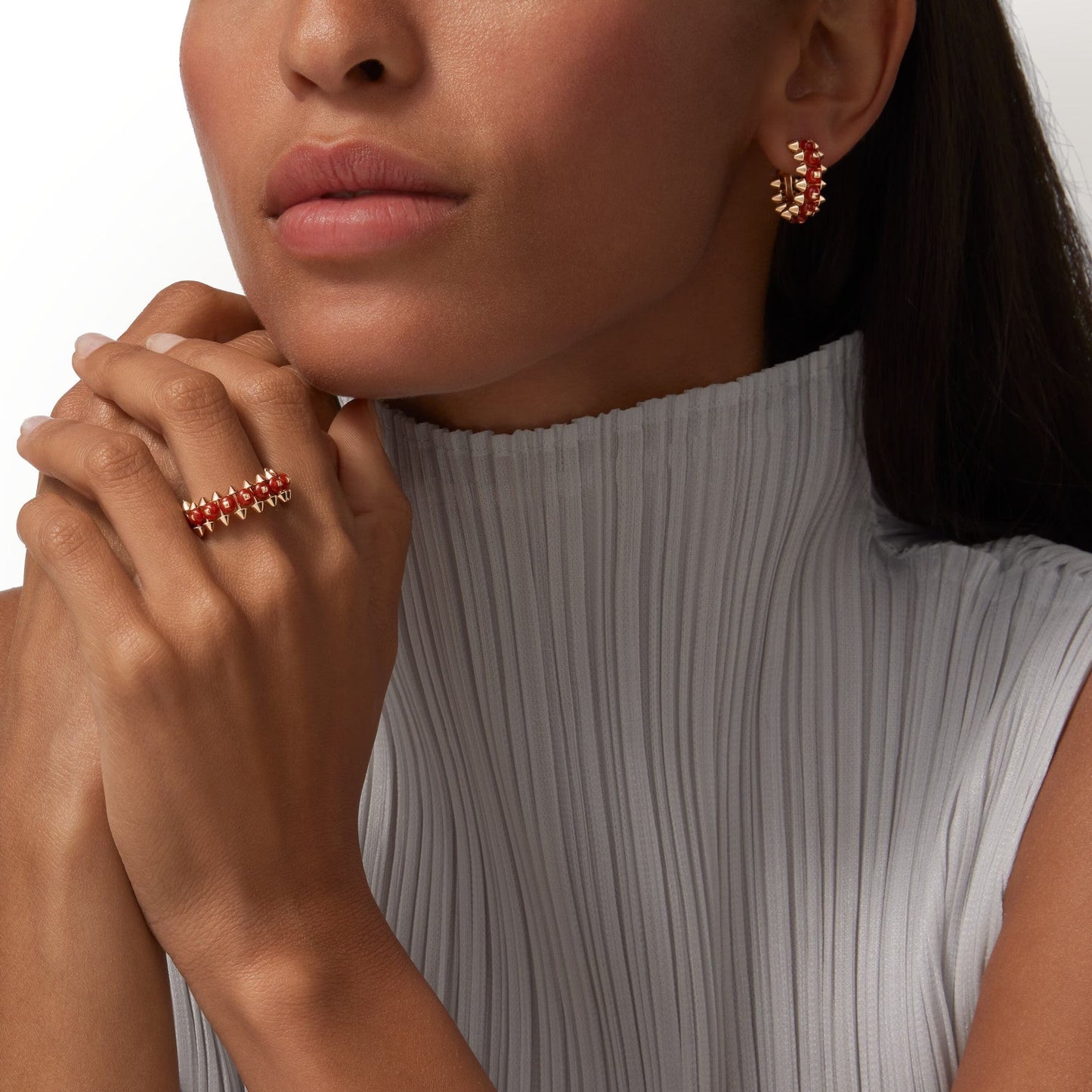 [AURORA]CLASH 7.9MM AGATE CHALCEDONY EARRINGS