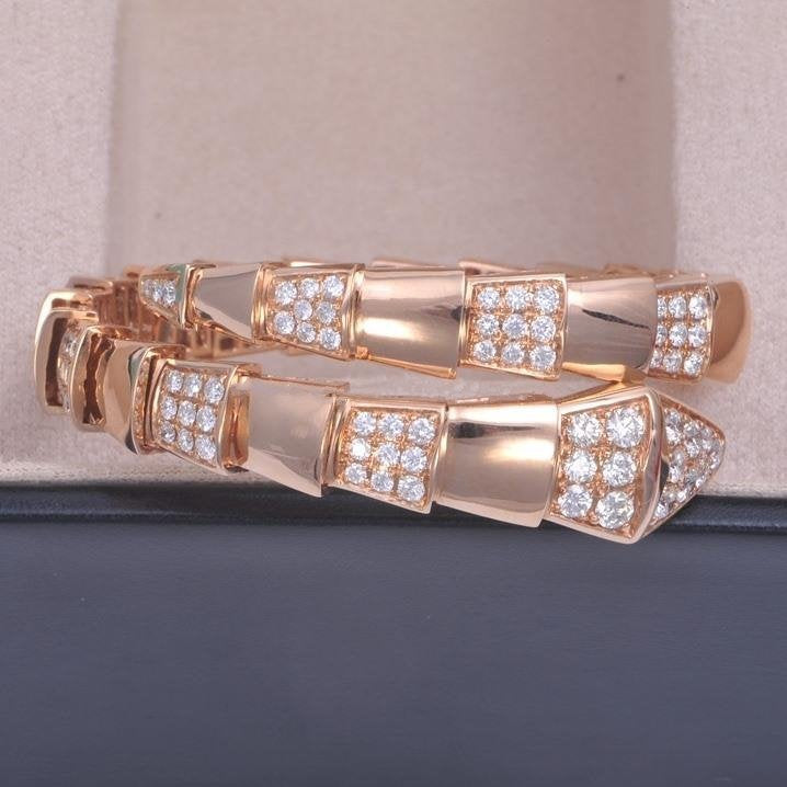 [Baslove]SERPENTI WIDE BRACELET PINK GOLD DIAMOND