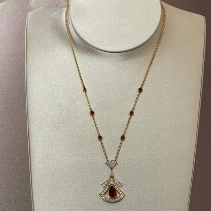 [Baslove]DREAM NECKLACE CARNELIAN DIAMOND PINK GOLD