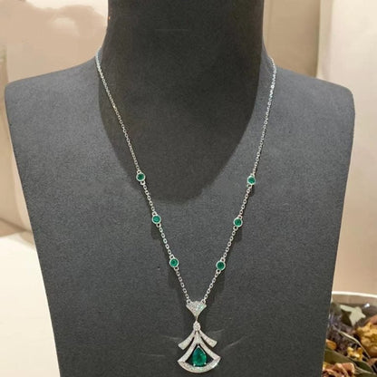 [Baslove]DREAM NECKLACE MALACHITE DIAMOND SILVER