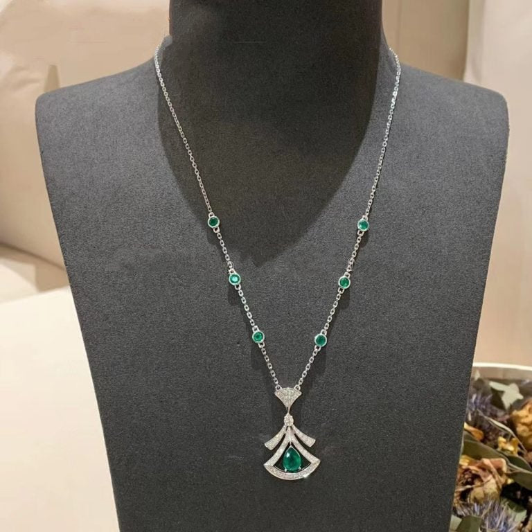 [Baslove]DREAM NECKLACE MALACHITE DIAMOND SILVER