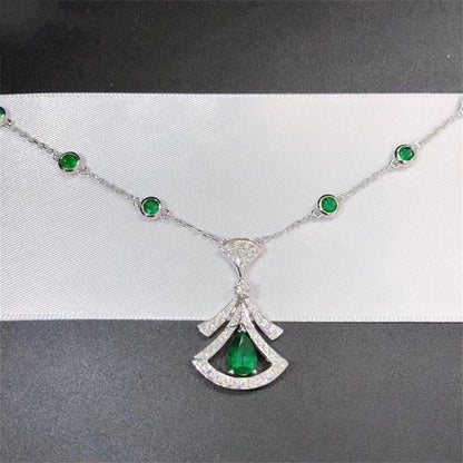 [Baslove]DREAM NECKLACE MALACHITE DIAMOND SILVER