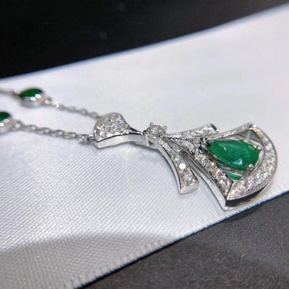 [Baslove]DREAM NECKLACE MALACHITE DIAMOND SILVER