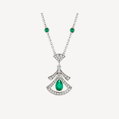 [Baslove]DREAM NECKLACE MALACHITE DIAMOND SILVER