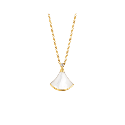 [Baslove]DREAM NECKLACE WHITE MOP GOLD 1 DIAMOND