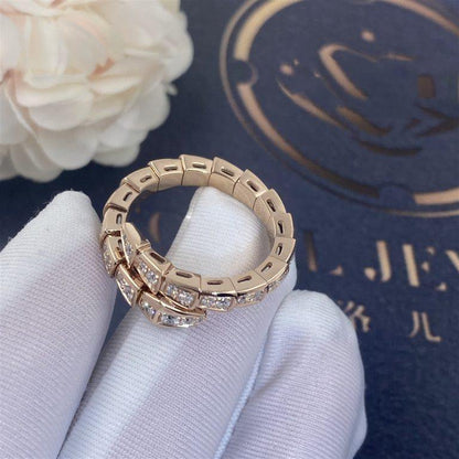 [Baslove]SERPENTI RING PINK GOLD DIAMOND PAVED 4MM