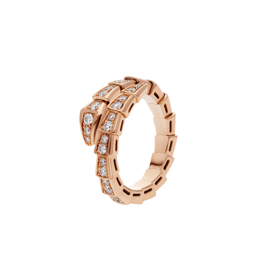 [Baslove]SERPENTI RING PINK GOLD DIAMOND PAVED 4MM