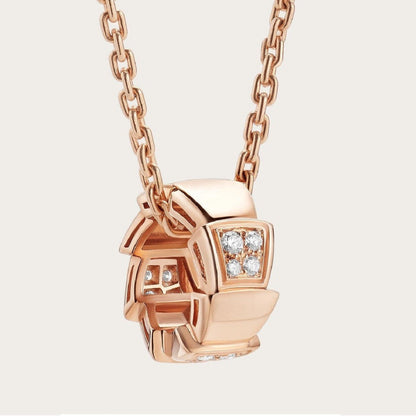 [Baslove]SERPENTI PEDANT DIAMOND PINK GOLD NECKLACE