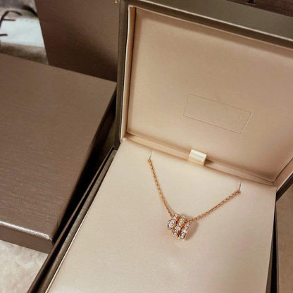 [Baslove]SERPENTI PINK GOLD NECKLACE DOUBLE RING DIAMOND