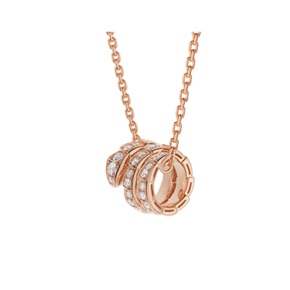 [Baslove]SERPENTI PINK GOLD NECKLACE DOUBLE RING DIAMOND