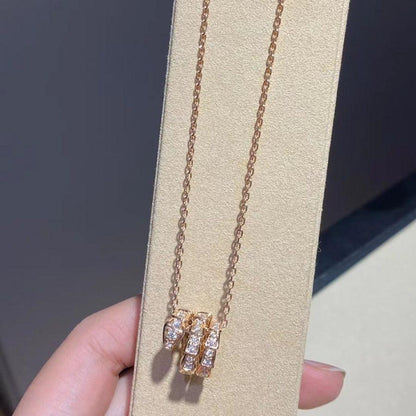 [Baslove]SERPENTI PINK GOLD NECKLACE DOUBLE RING DIAMOND